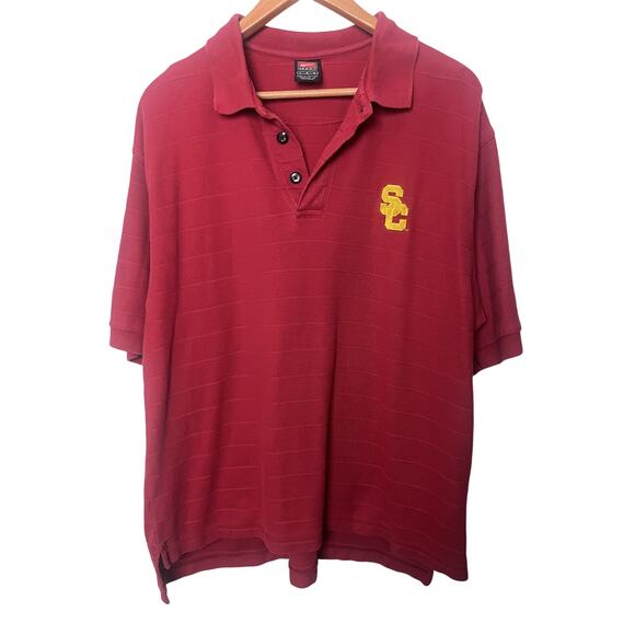 Vintage USC Trojans Nike Team Polo Shirt Red Cotton Men’s Sz Large - Picture 1 of 6